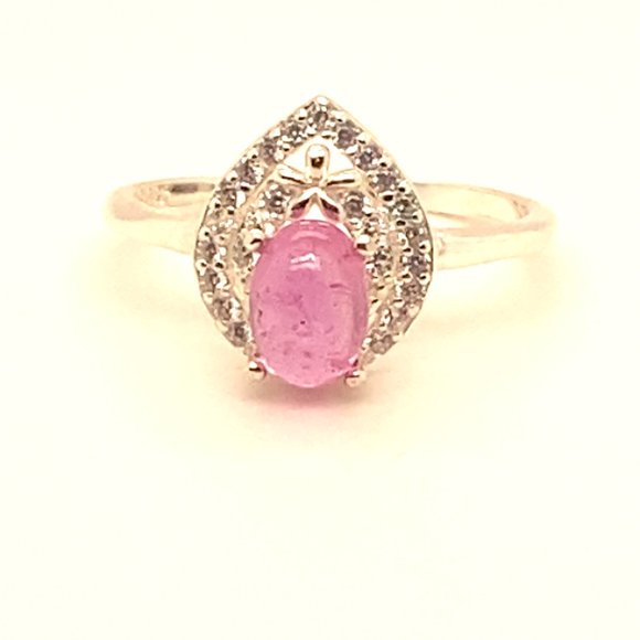 Pink Sapphire 1.90ct Platinum Finish Solid 925 Sterling Silver Ring - Picture 4 of 8